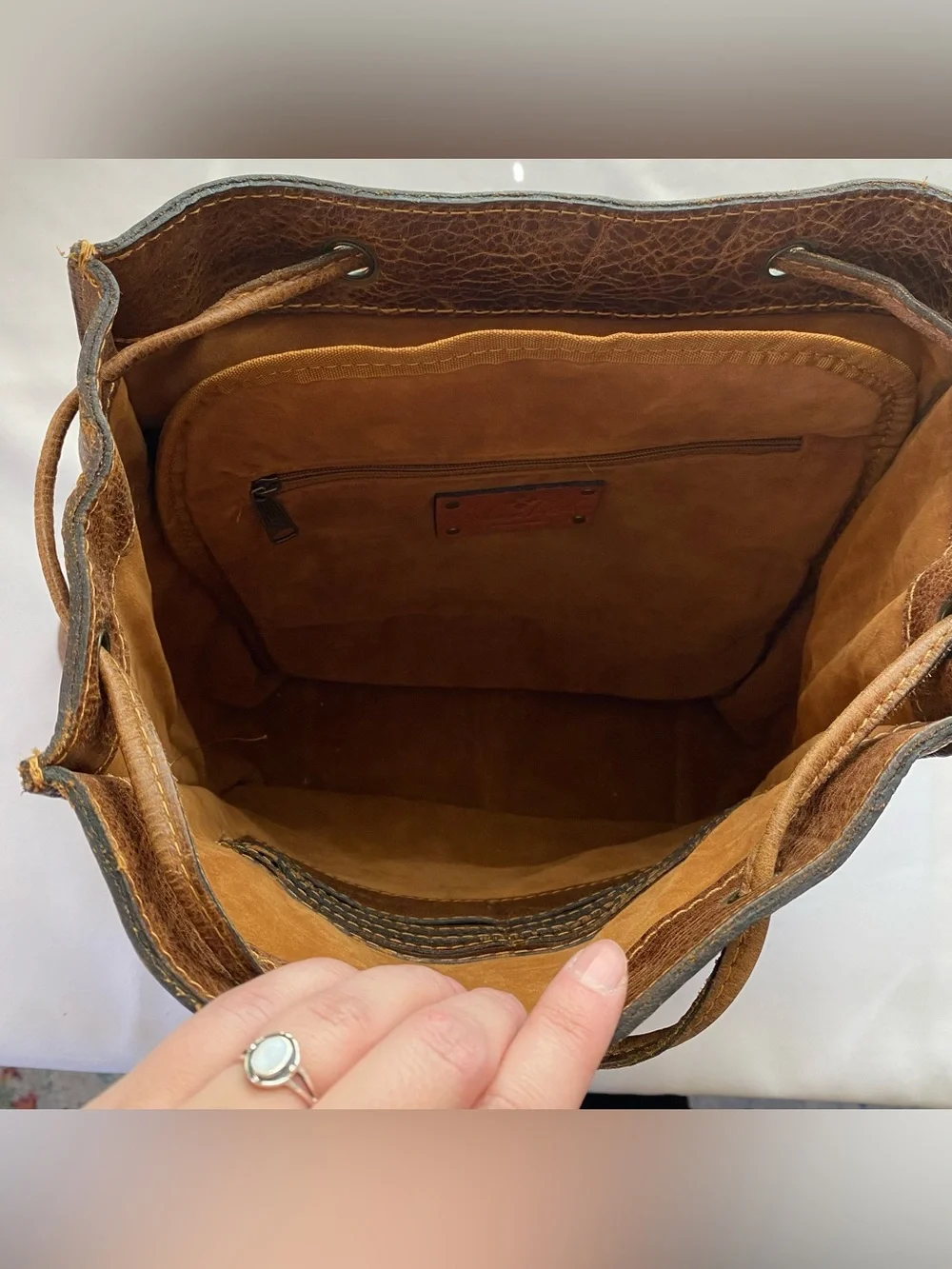 Patricia Nash Distressed Cognac Jovanna Embossed Leather Backpack Western Boho